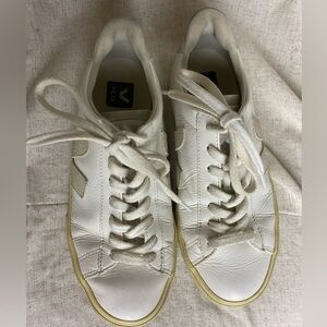 Veja Campo Chromefree Leather Natural White Sneakers Size 8